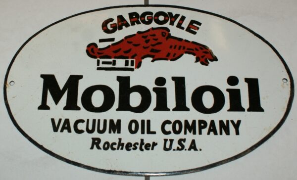 Mobiloil Gargoyle Emailschild Oval