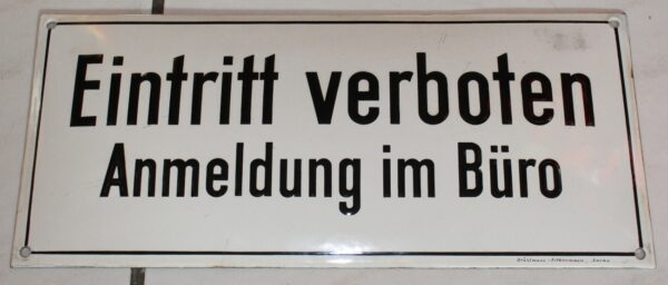 Eintritt Verboten Emailschild 1