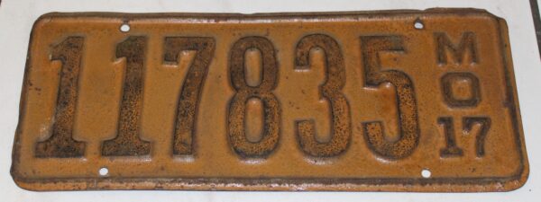 License Plate MO 1917
