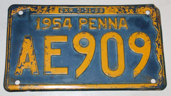 Licenes Plate Penna1954