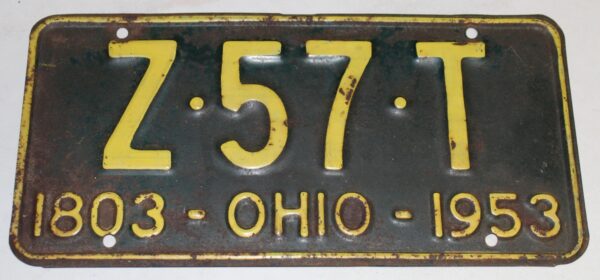 License Plate Ohio1953