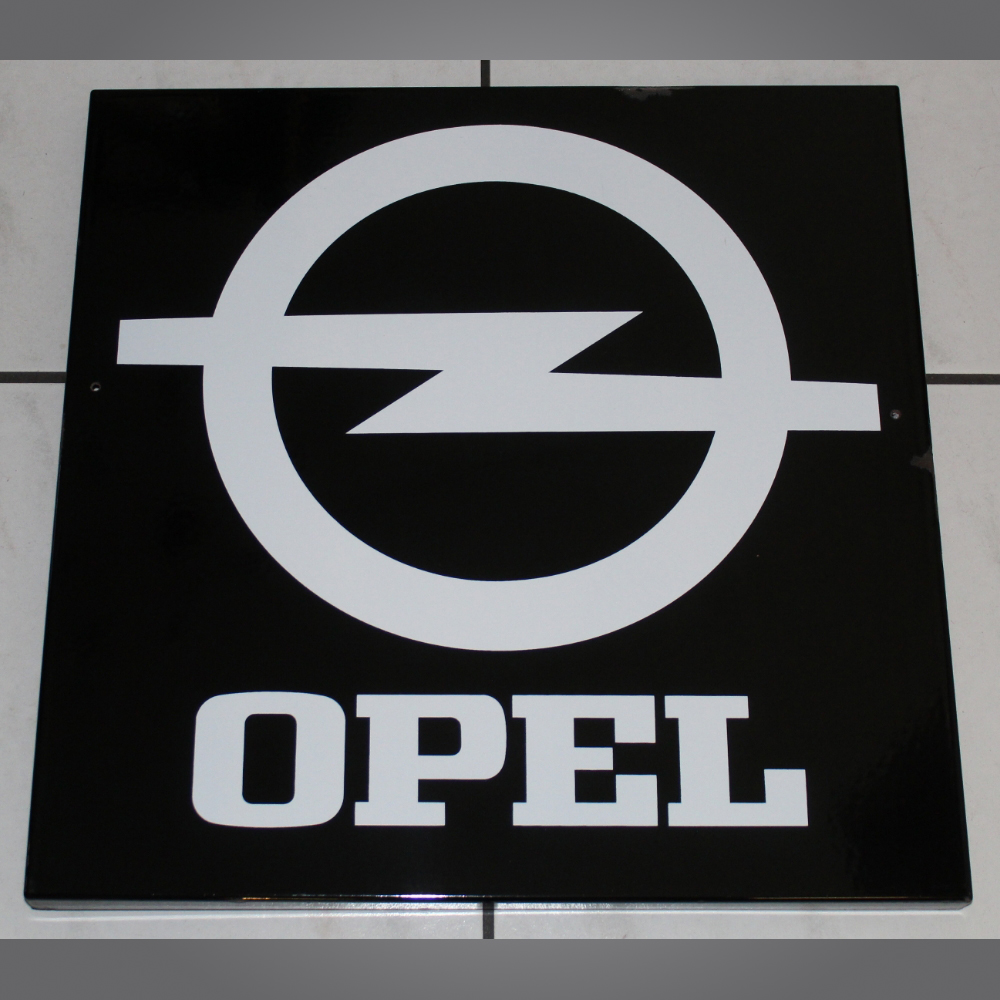 Opel-Emailschild-Schwarz