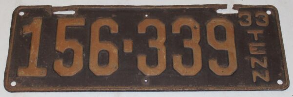 License Plate TENN 1933