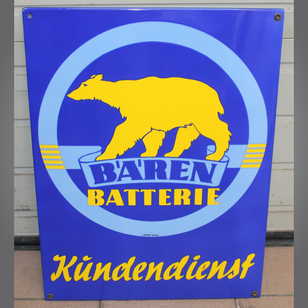 Bären-Batterie-Emailschild