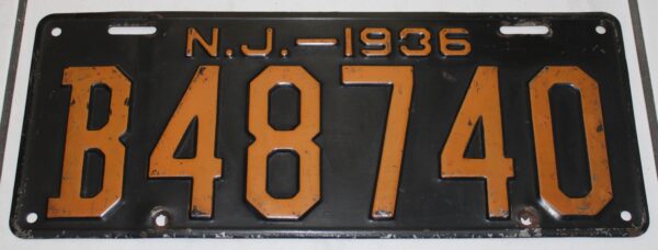 License Plate NJ1936 B48740