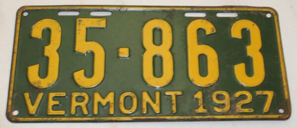 License Plate Vermont1927
