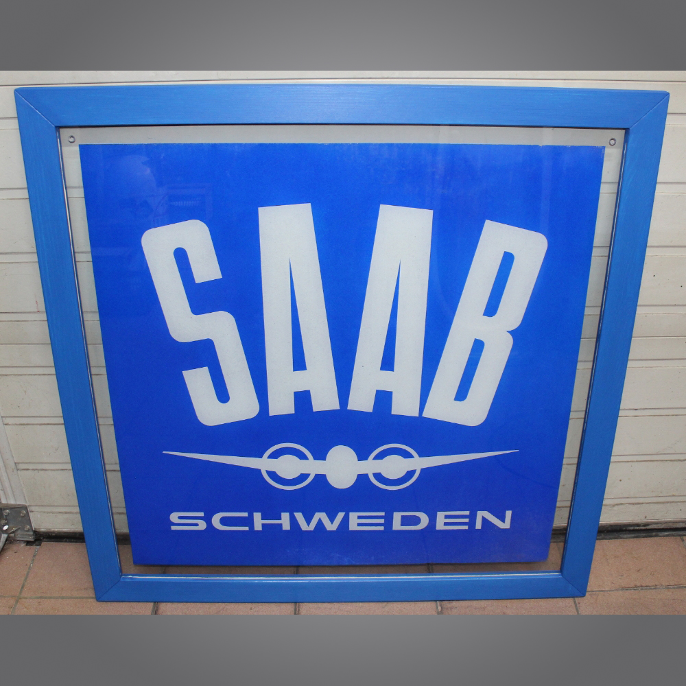 Saab-Schweden-Glasreklame
