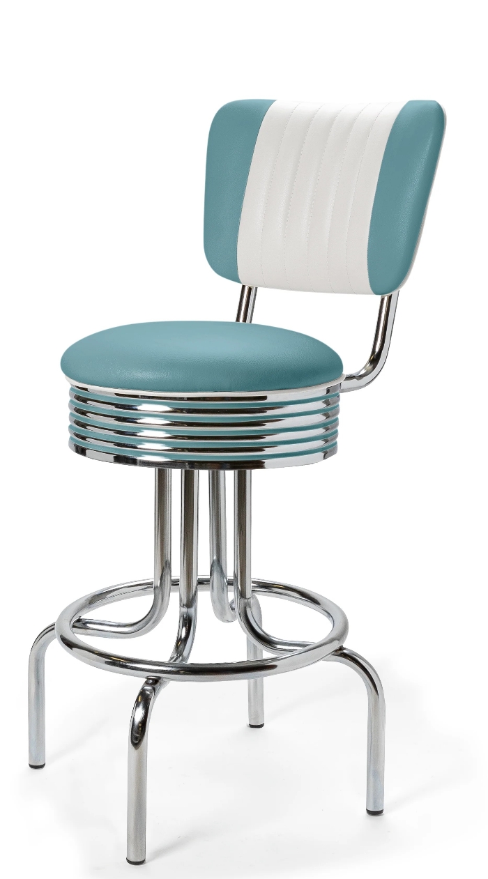 Airline Barstool Backrest CB66 Chrome Blue BelAir Furniture kl