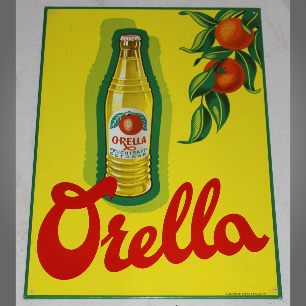 Orella-Fruchtsaft-Blechschild