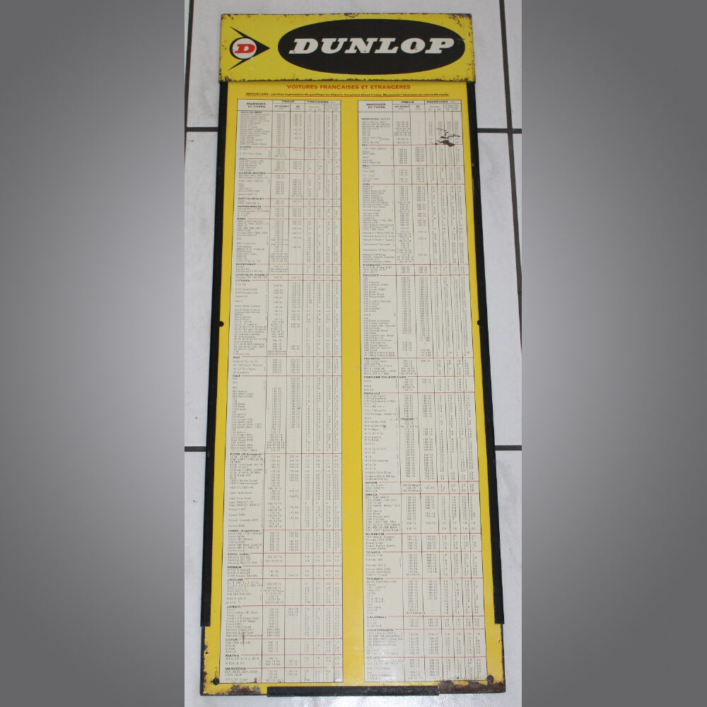 Dunlop-Pneutabelle-Blechschild
