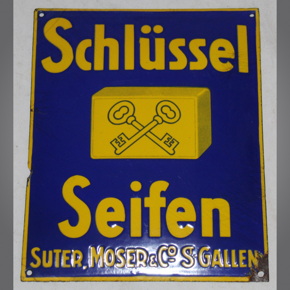 Schlüssel-Seifen-Emailschild