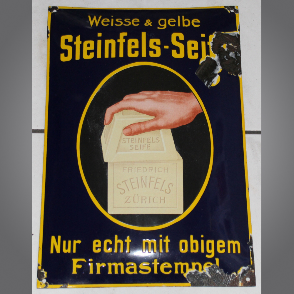 Steinfels-Seife-Stempel-Emailschild