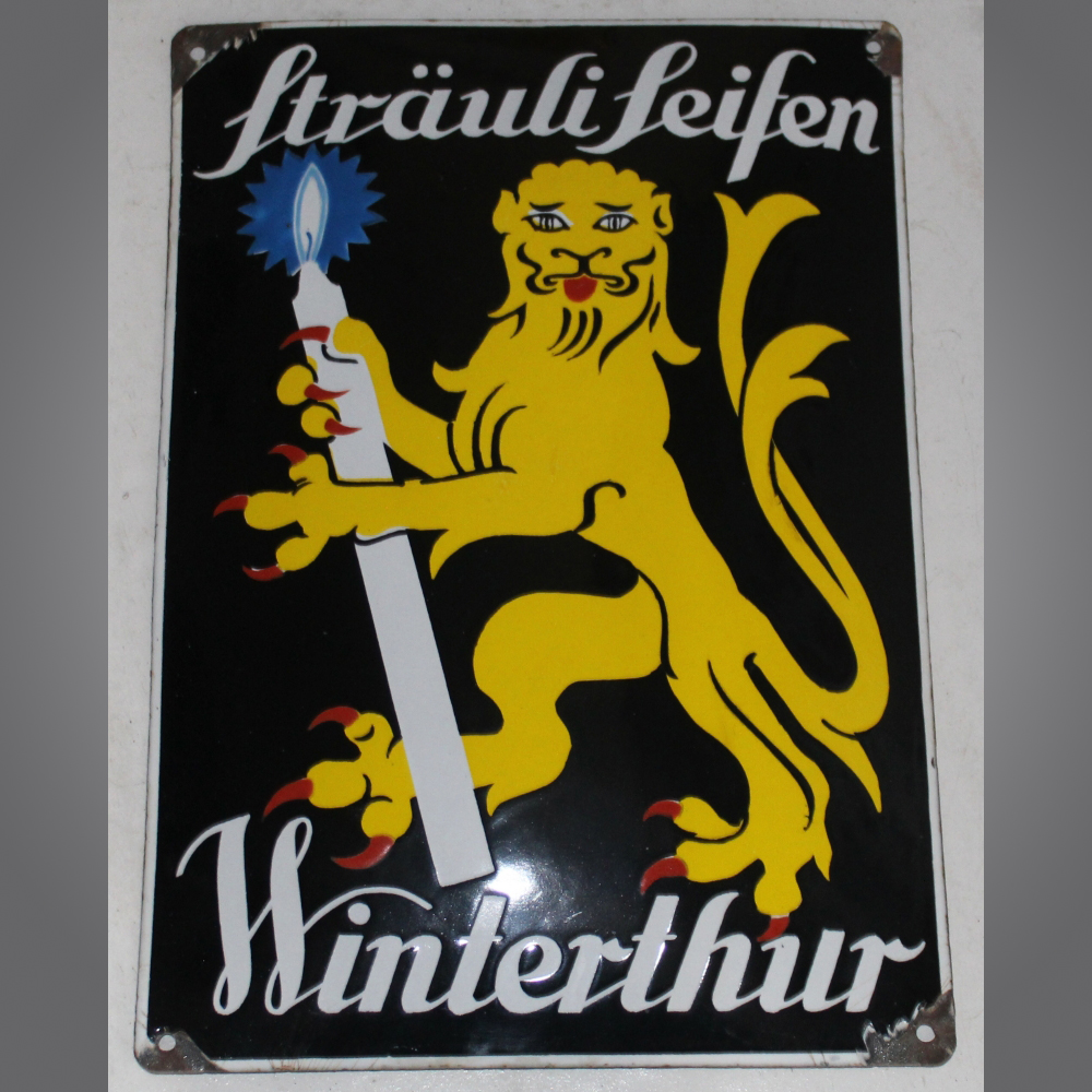 Sträuli-Seifen-Emailschild