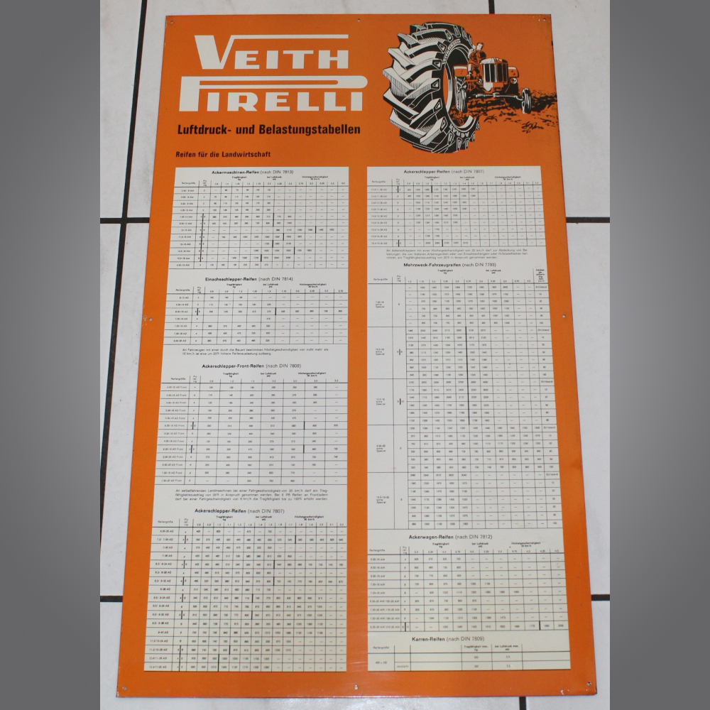 Veith-Pirelli-Traktoren-Pneu-Tabelle-Blechschild
