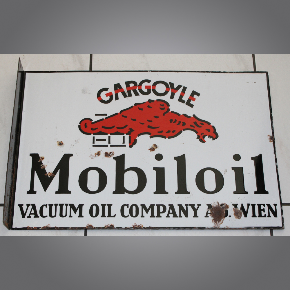 Gargoyle-Mobiloil-Flaggen-Emailschild